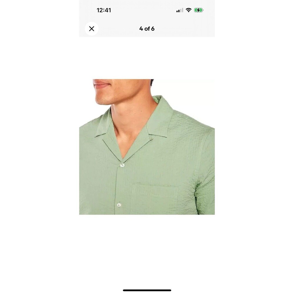 Gap Button Down Shirt Men S Granite Green Short Sleeve Pocket New Cotton Texture - Picture 9 of 14